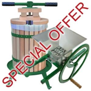 18L Wooden Apple Press and Manual Flywheel Crusher Combo