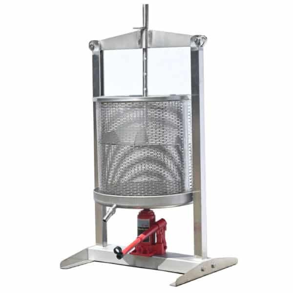Hydraulic fruit press 30 L - all stainless steel - jack under the basket
