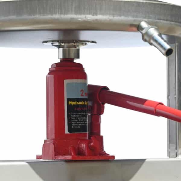 Hydraulic fruit press 30 L - all stainless steel - jack under the basket - 2-ton pressure
