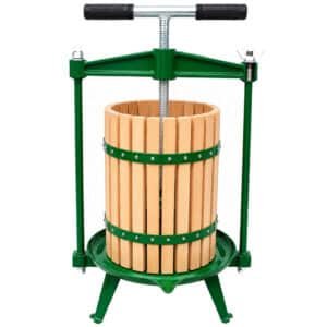18 litre fruit press with a wooden basket and a cast iron cross beam