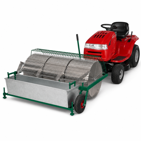 Type 1500 Tractor-Driven Apple & Pear Fruit Collector with ride-on lawn tractor for orchard fruit collection (tractor not included)